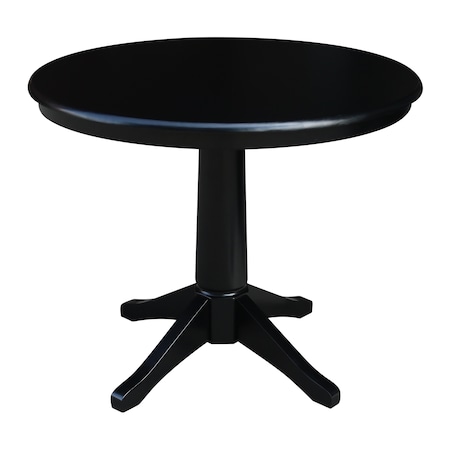 International Concepts Round 36 in Round Top Pedestal Table, 28.9 inH, Black, 36 W, 36 L, 29.9 in H, Wood, Black K46-36RT-27B